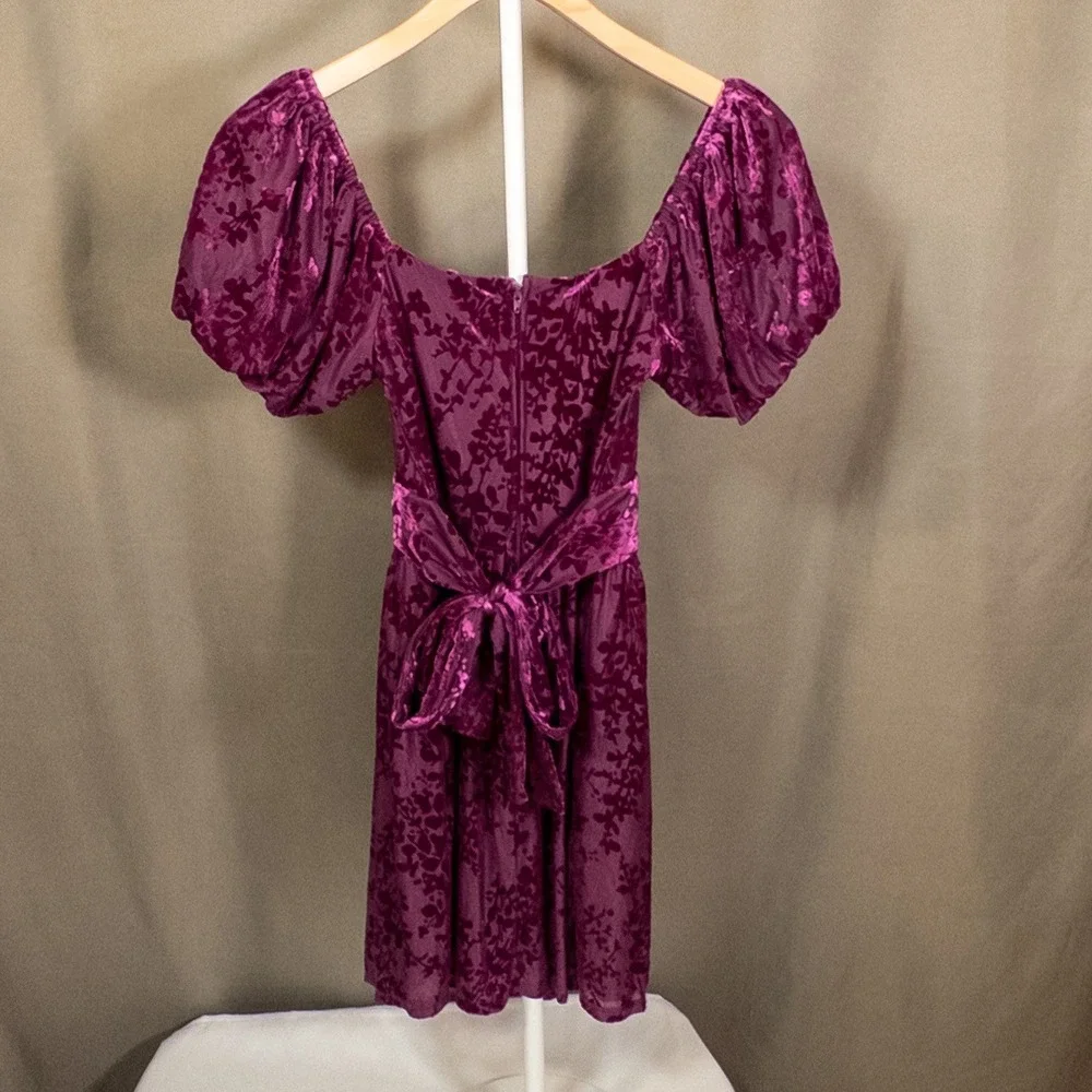 Francesca's Purple Velvet Burnout Mini Dress Size Small